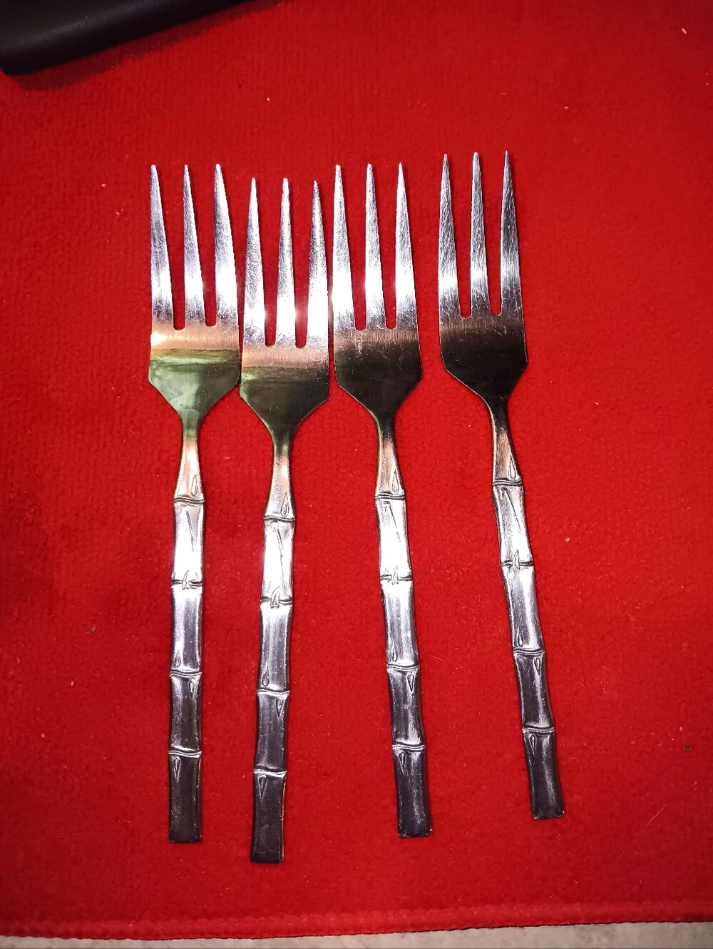 Lifetime Cutlery Japan Stainless Steel Salad Fork Bamboo Design Set Of 4